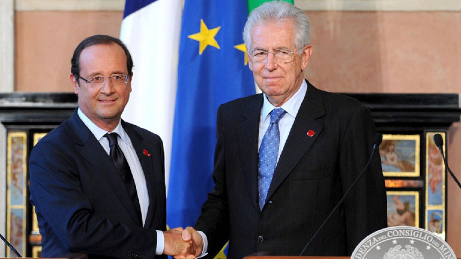 Hollande y Monti esperan soluciones 