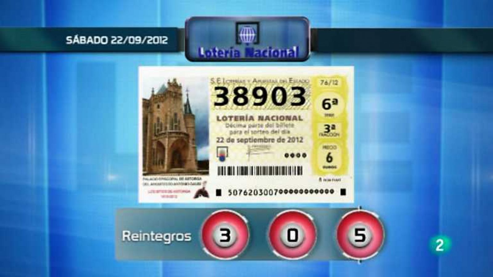 Loterías: Loteria viajera - 22/09/12 | RTVE Play