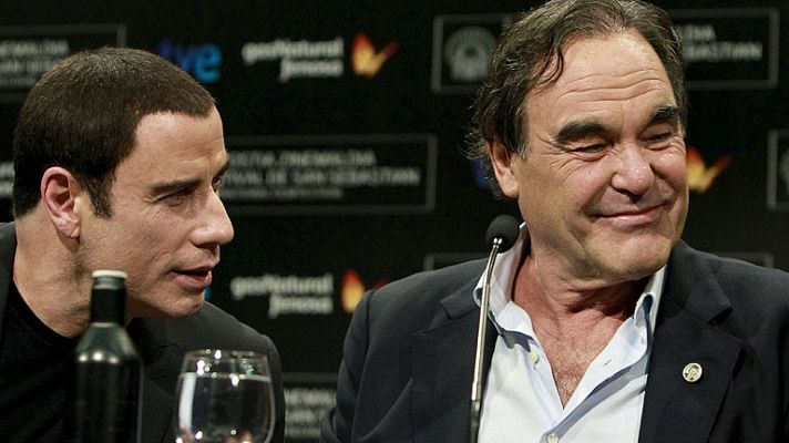 Telediario 1 - John Travolta y Oliver Stone muestran su agradecimiento por recibir el Premio Donostia