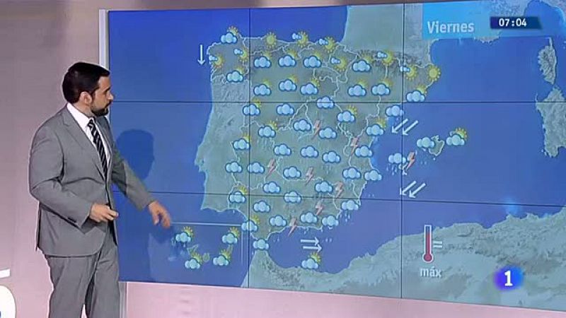 Chubascos o tormentas localmente fuertes en casi toda España