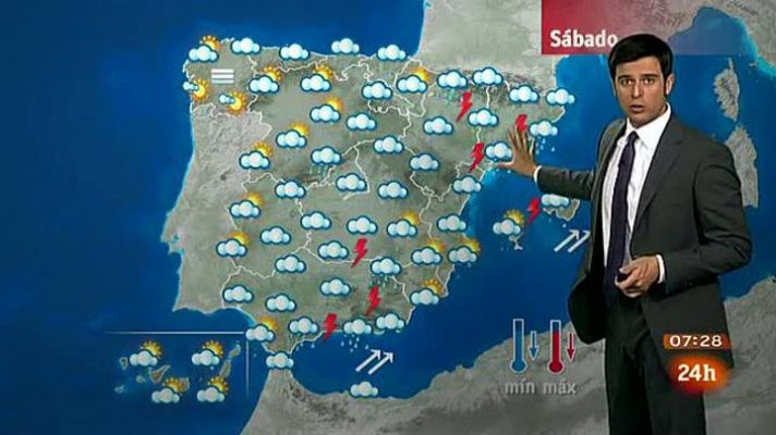 Lluvias fuertes en zonas de la mitad este peninsular y Baleares
