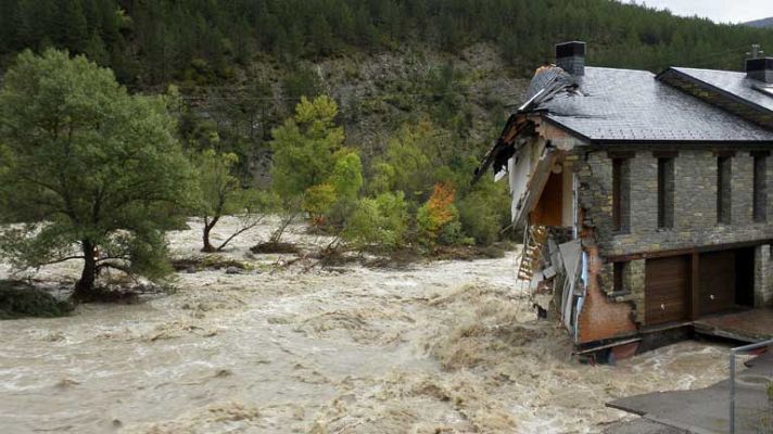 Telediario 1 - Huesca, muy afecta por las lluvias