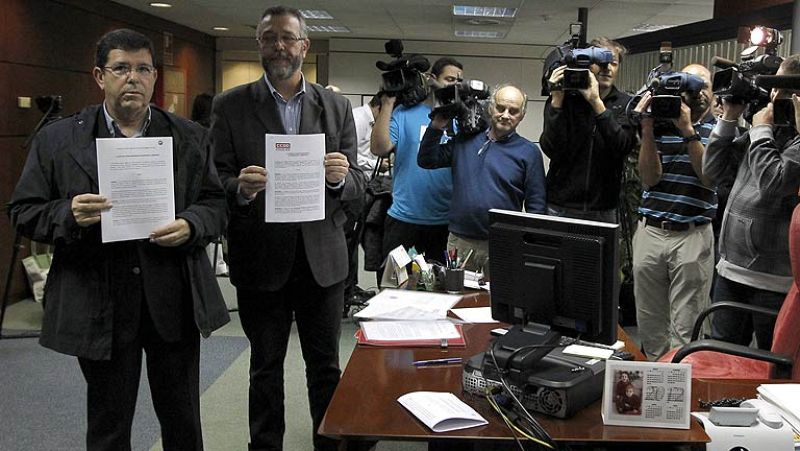 CC.OO. y UGT presentan la convocatoria de la huelga general del 14N en el servicio de mediación y arbitraje