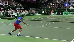 Stepanek se lanza en plancha para rematar