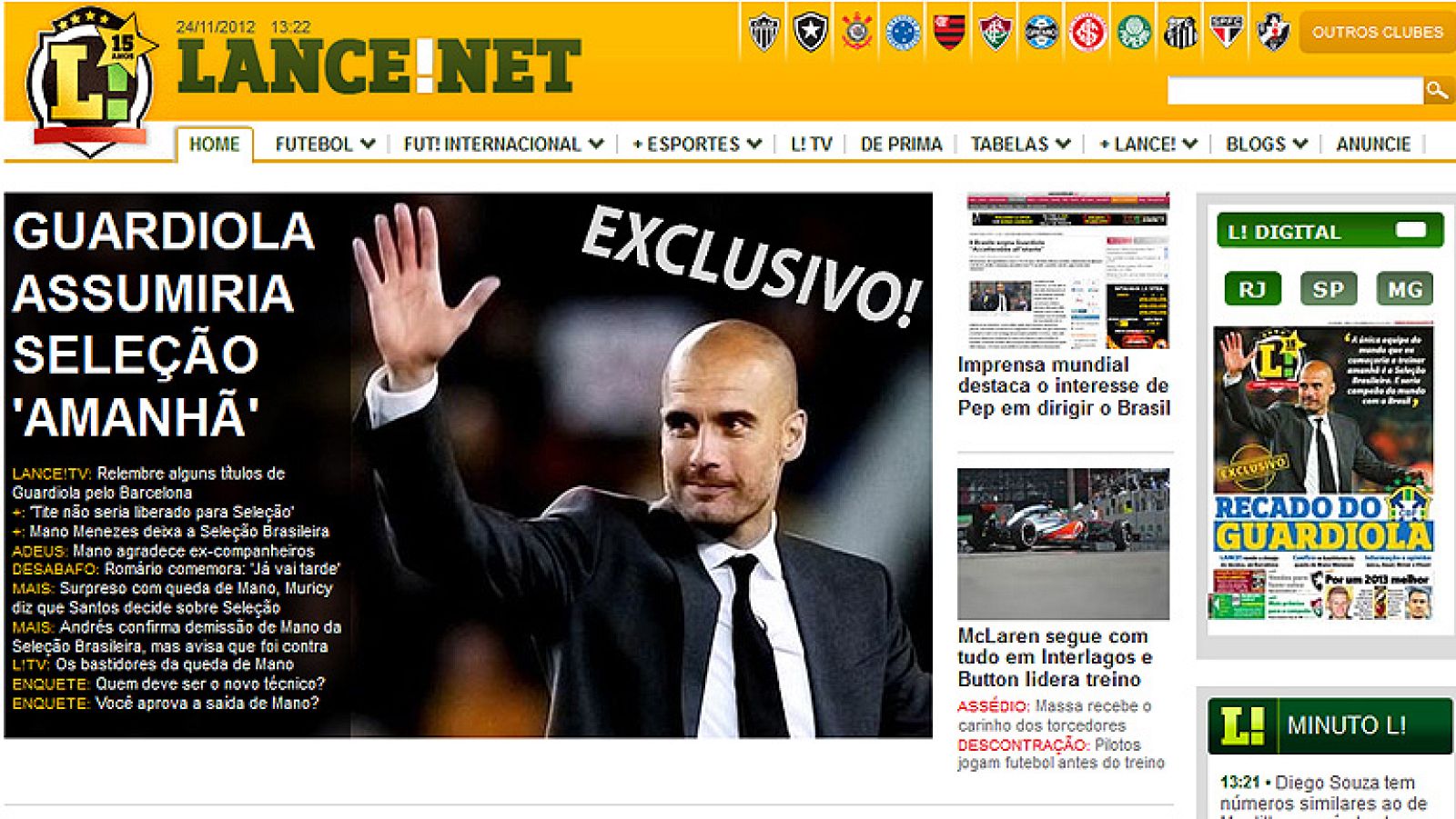 El exentrenador del Barcelona Pep Guardiola estaría dispuesto a poner fin al año sabático que pasa en Nueva York para comandar la selección brasileña, tras la destitución del hasta ayer seleccionador Mano Menezes, según fuentes próximas al técnico es