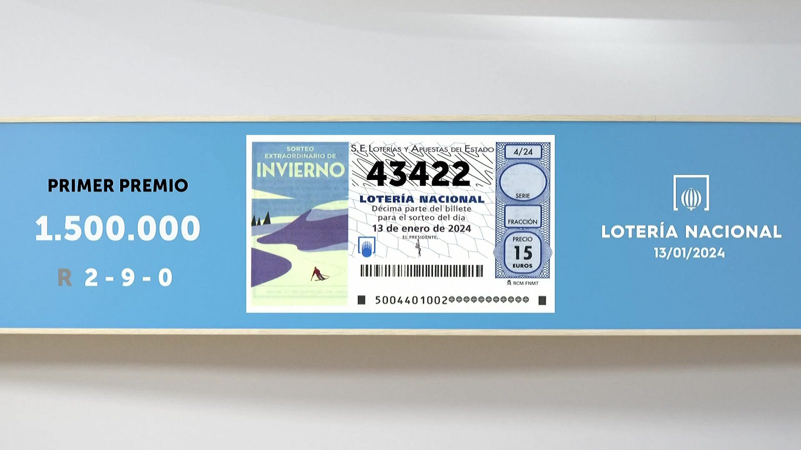 Lotería Nacional hoy, en directo  Comprobar resultados del sorteo  Extraordinario de Invierno, el sábado 13 de enero de 2024