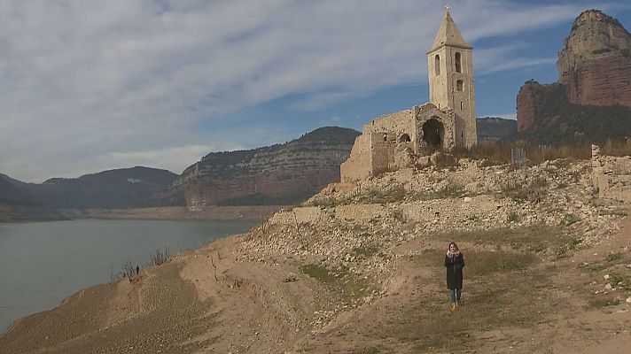 El pantà de Sau, en situació extrema