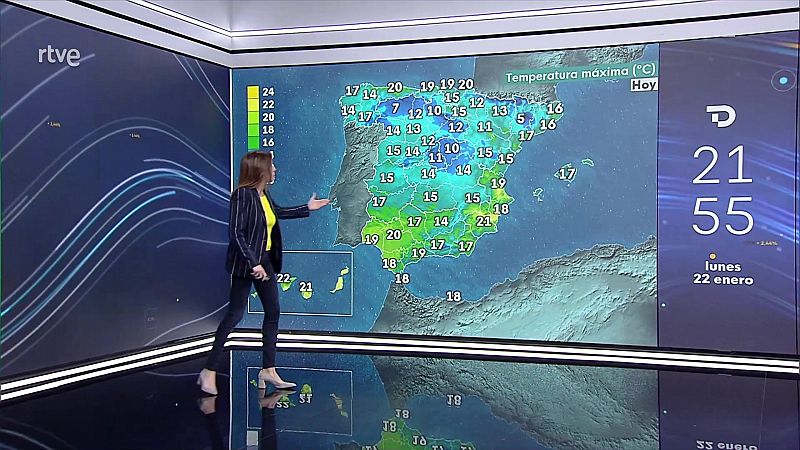 Intervalos de viento fuerte en la costa de Galicia, cordillera Cantábrica y Canarias - ver ahora