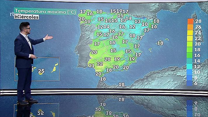 Nieblas en la cuenca del Ebro y, localmente persistentes, en la meseta norte