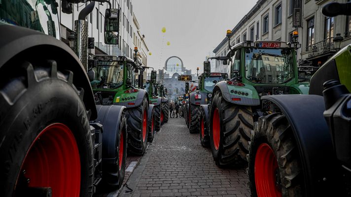 Cientos de agricultores de varios países de la UE se manifiestan en Bruselas coincidiendo con la cumbre de líderes de la UE