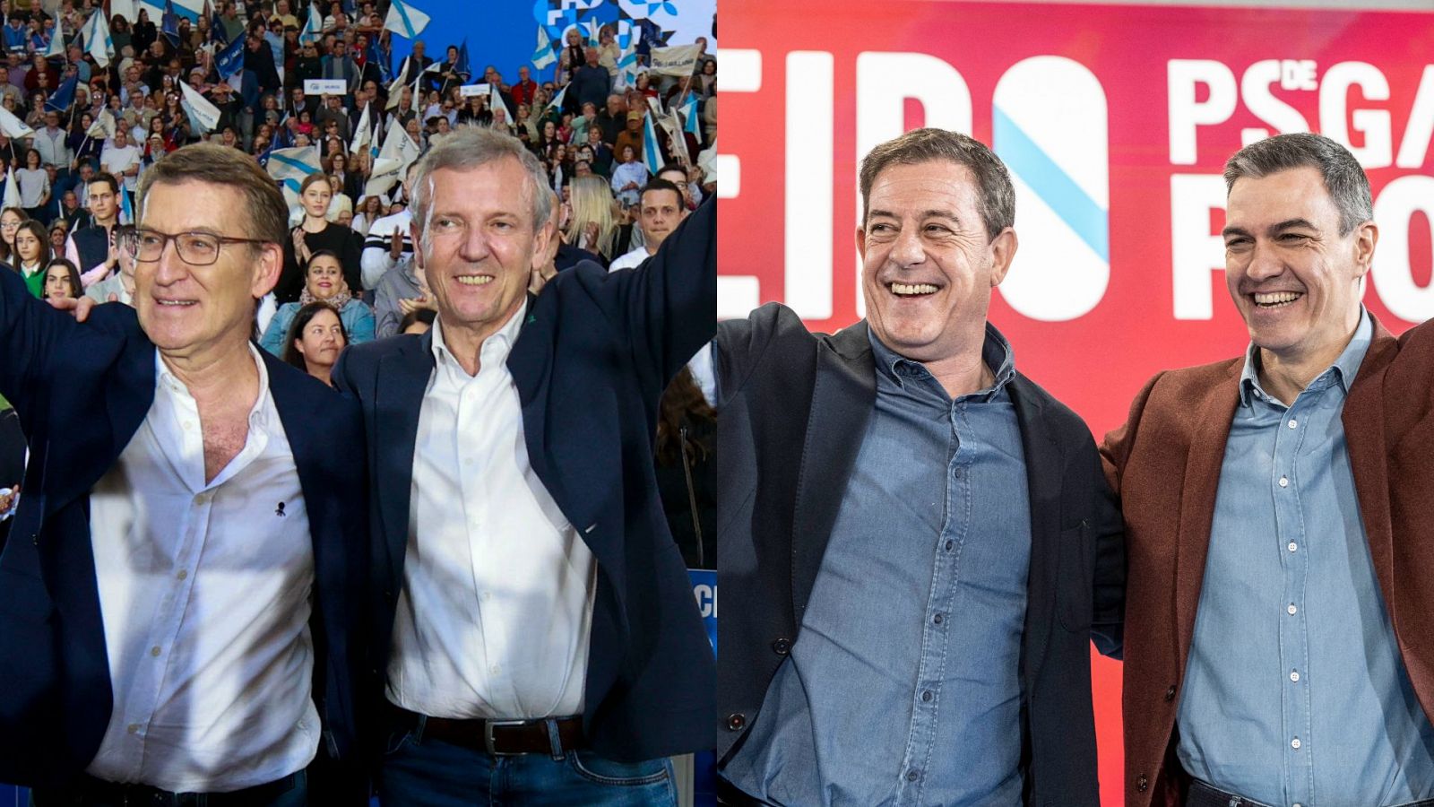 Elecciones Galicia 2024: los líderes nacionales apoyan a sus candidatos