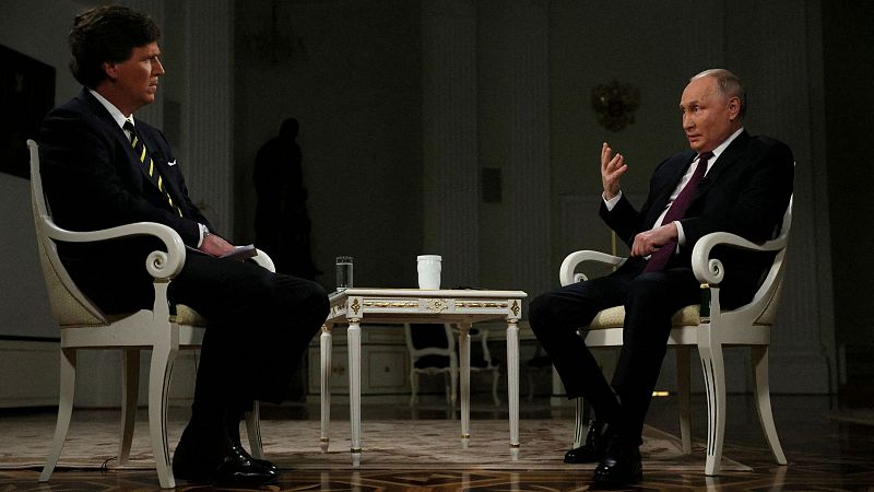 Putin repite sus argumentos sobre Ucrania en una entrevista propagandística con Tucker Carlson