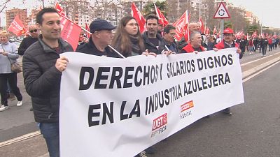 Treballadors del sector cermic protesten pel bloqueig en la negociaci del conveni