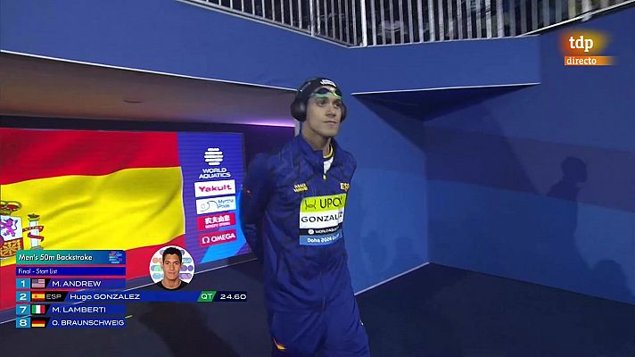 Natación - Hugo González termina sexto en la final de los 50 metros espalda