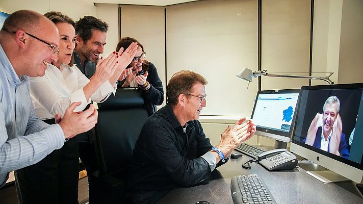 Especiales informativos - Gamarra celebra el resultado del PP: "Galicia ha elegido con total rotundidad y nitidez el mejor gobierno posible"