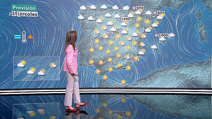 Intervalos de viento fuerte y rachas muy fuertes en zonas de montaña de la mitad norte, amplias zonas de la mitad este peninsular, Ampurdán, Melilla y Baleares