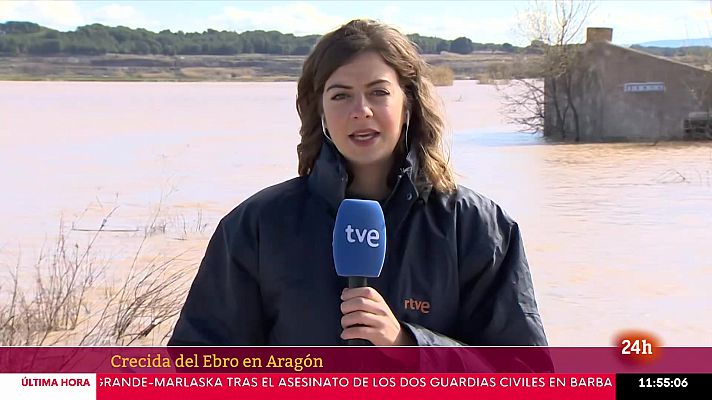 La crecida del Ebro llega a la ribera alta con 2.000 metros cúbicos por segundo