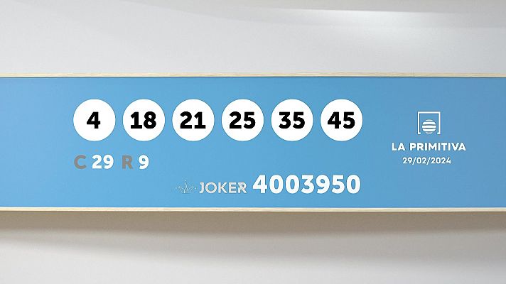 Sorteo de la Lotería Primitiva y Joker del 29/02/2024