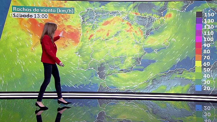 Acumulaciones significativas de nieve en la Cordillera Cantábrica y Pirineos. Viento fuerte con rachas muy fuertes en Canarias, Baleares, Cantábrico, norte de Galicia