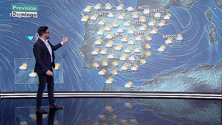 Acumulaciones significativas de nieve en áreas de montaña de la mitad norte y en áreas próximas. Intervalos de viento fuerte con rachas muy fuertes en Canarias