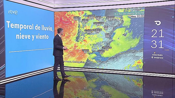El tiempo - Precipitaciones localmente fuertes o persistentes en el oeste de Galicia y del sistema Central