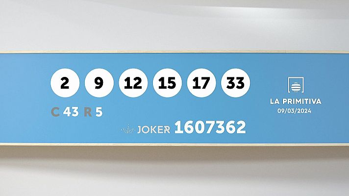 Sorteo de la Lotería Primitiva y Joker del 09/03/2024