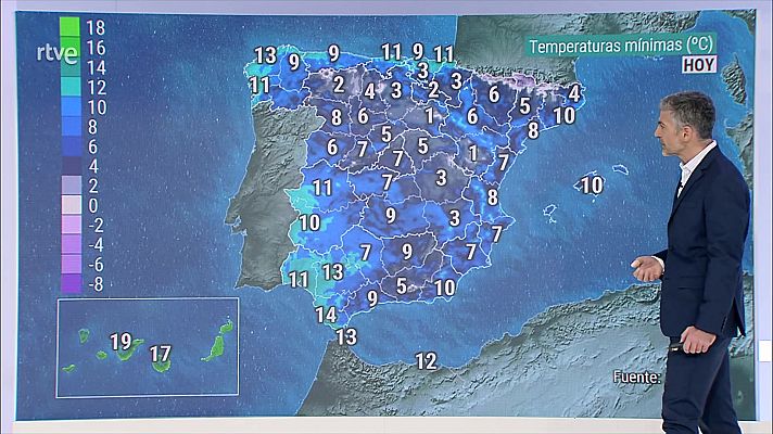 Soplarán vientos flojos o moderados del suroeste en la mayor parte de la Península y Baleares, con algunos intervalos de fuerte en la costa de Galicia