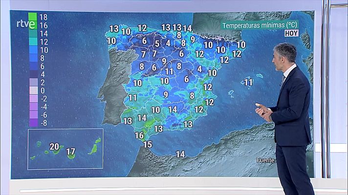 El tiempo - Posibles chubascos localmente fuertes acompañados de tormenta en montañas de Galicia y área cantábrica