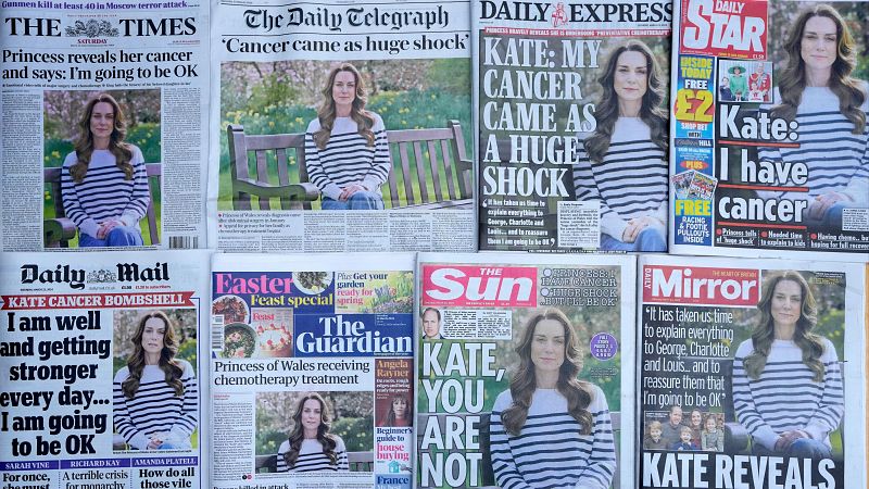 Kate Middleton copa todas las portadas británicas tras comunicar que padece cáncer