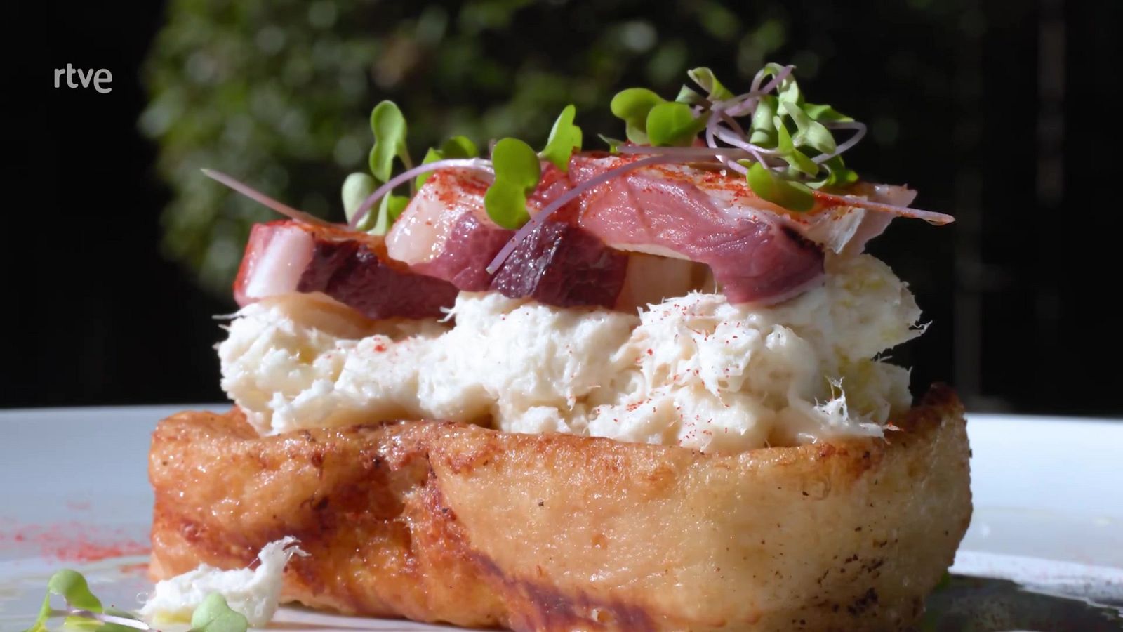 Torrija salada de brandada de bacalao y pulpo | Ver