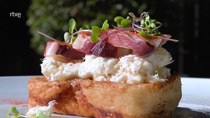 Ahora o nunca - Torrija salada de brandada de bacalao y pulpo