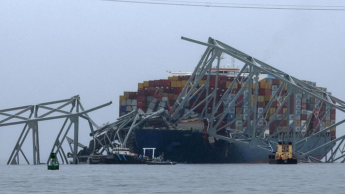 Telediario 2 - Continúa la busca de los seis desaparecidos tras el derrumbe del puente de Baltimore