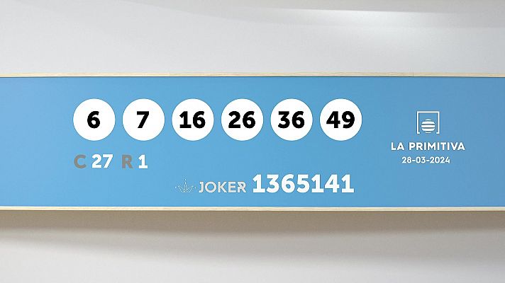 Sorteo de la Lotería Primitiva y Joker del 28/03/2024