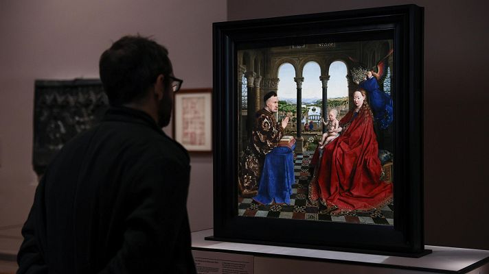 Telediario 1 - 'La Virgen del canciller Rolin', de Van Eyck, nos descubre todo un mundo detrás de las figuras principales tras su restauración