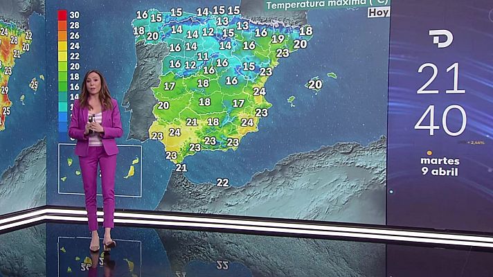 Descenso acusado de las temperaturas. Intervalos de viento fuerte con rachas muy fuertes en Canarias, Cantábrico, Pirineos, Baleares, Alborán, medio y bajo Ebro y Ampurdán