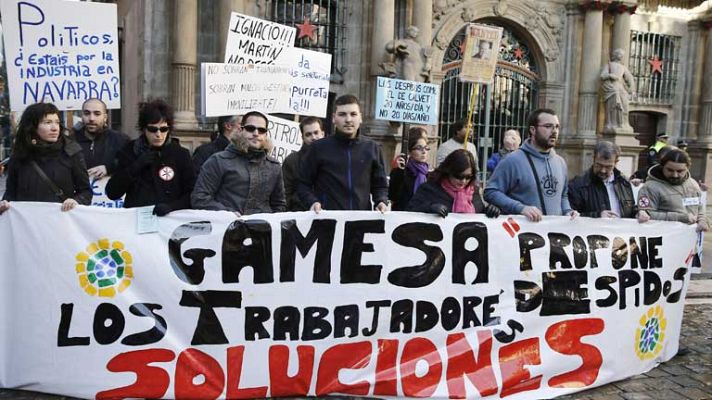 Telediario 1 - Protesta contra el ERE de Gamesa