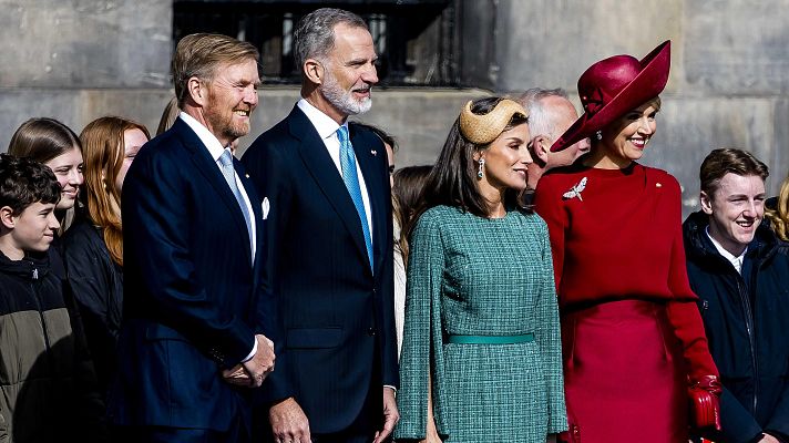 Telediario 1 - Guillermo y Máxima dan la bienvenida a los reyes de España en su visita a Países Bajos