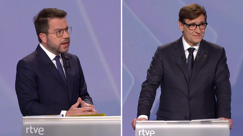 Elecciones Cataluña 2024 | Illa habla de "década perdida" en Cataluña y Aragonès pone en valor su Govern - Especiales informativos | Ver