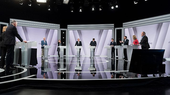 Los candidatos presentan su modelo de Cataluña en su minuto de oro final
