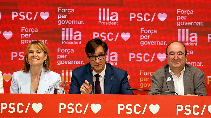 Telediario 1 - El PSC pide a ERC que no bloquee un gobierno de Illa y dice que no apoyará una investidura de Puigdemont