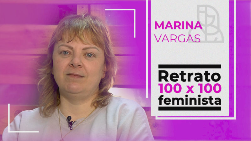 objetivo igualdad-Retrato 100x100 feminista Marina Vargas artista | Ver