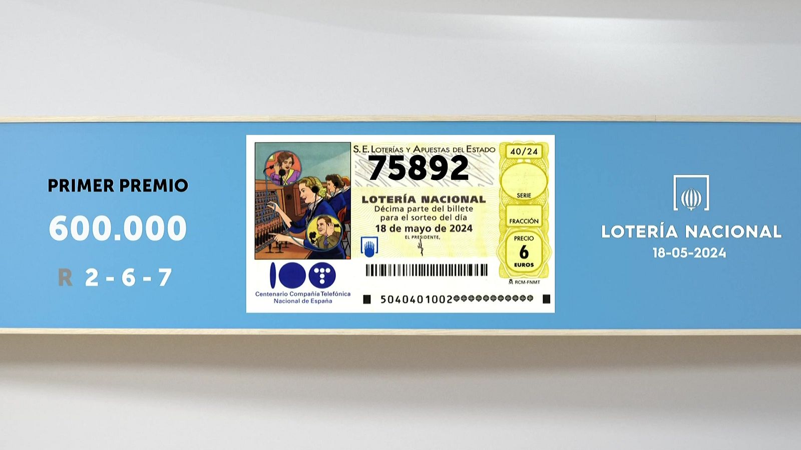 Sorteo de la Lotería Nacional del 18 05 24- Ver ahora