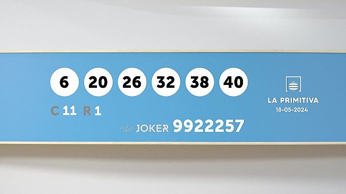Sorteo de la Lotería Primitiva y Joker del 18/05/2024