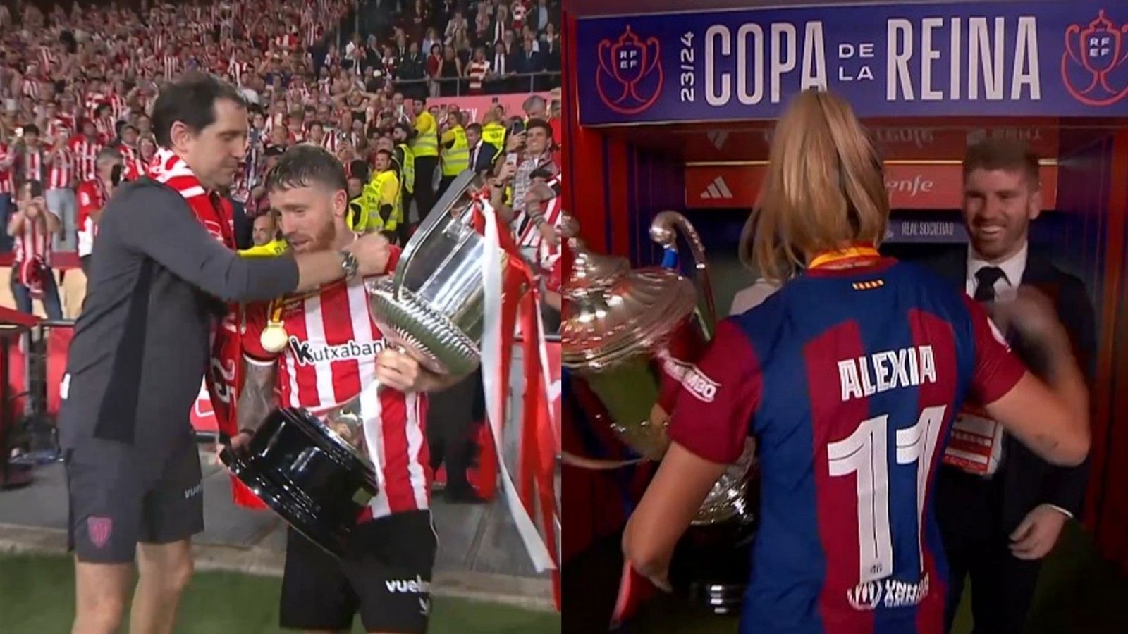 El mismo protocolo con las medallas en la Copa del Rey y de la Reina