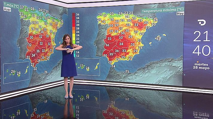 Se formará de nubosidad de evolución en el Pirineo y montañas del centro, este y sudeste peninsular, sin descartar chubascos o tormentas aislados, más probables e intensos en el Pirineo e Ibérica orientales