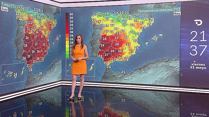 Temperaturas significativamente altas en el suroeste peninsular.