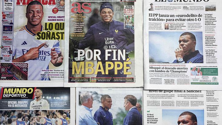 El vestuario del Real Madrid saluda la llegada de Kylian Mbappé y su fichaje copa las portadas