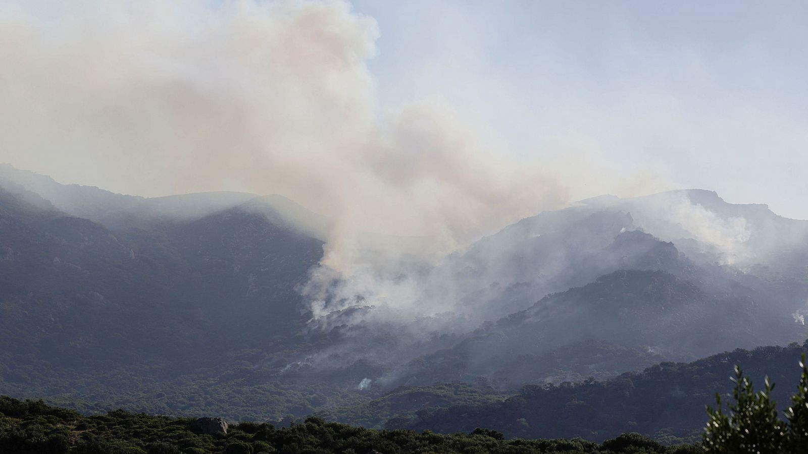 El incendio de Tarifa sigue activo, pero está controlado