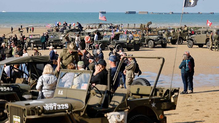 Telediario 2 - Normandía recuerda la víspera de su desembarco con homenajes a los caídos y recreaciones para el publico