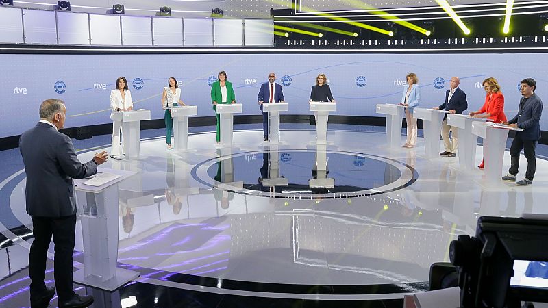 Los candidatos del 9J defienden su modelo de Unión Europea en el minuto final del debate decisivo en RTVE - Especiales informativos | Ver